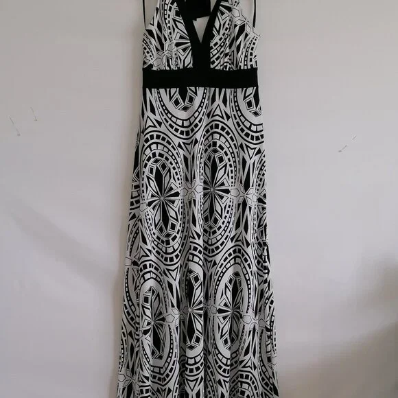 En Focus Studio Womens White Beautiful Elegant Floral Long Maxi Dress Size  14